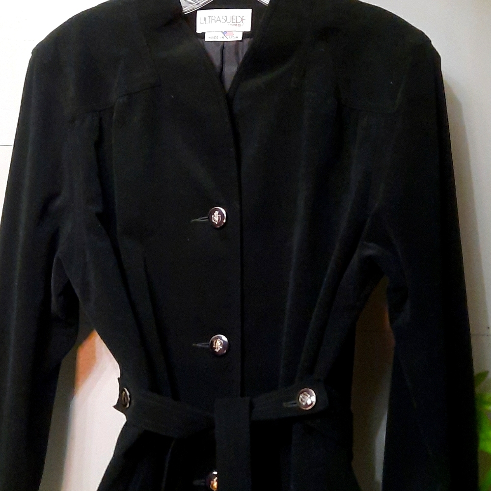 Vintage Black Suede Trenchcoat